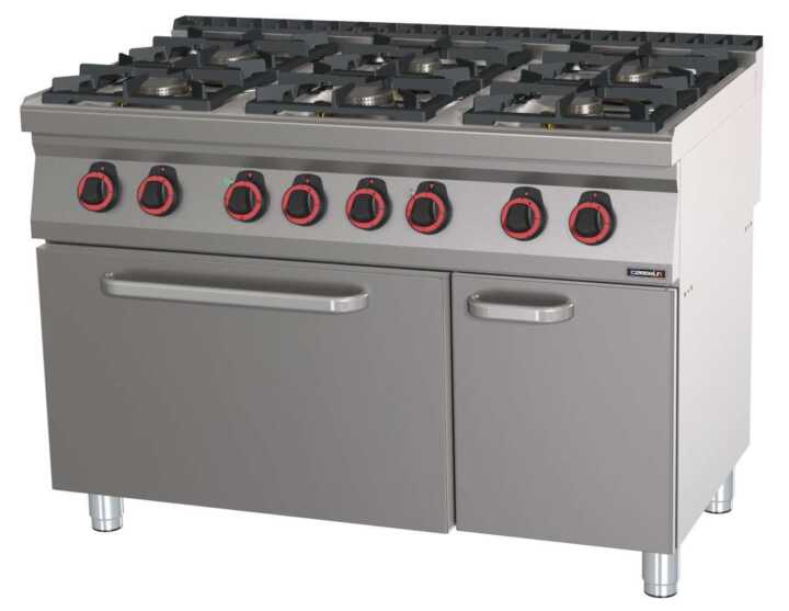 Fogão a gás 6 bocas com forno elétrico estático GN 2/1 HP 120