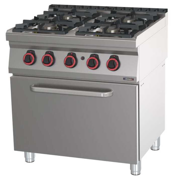Fogão a gás 4 bocas com forno a gás GN 2/1 HP 80