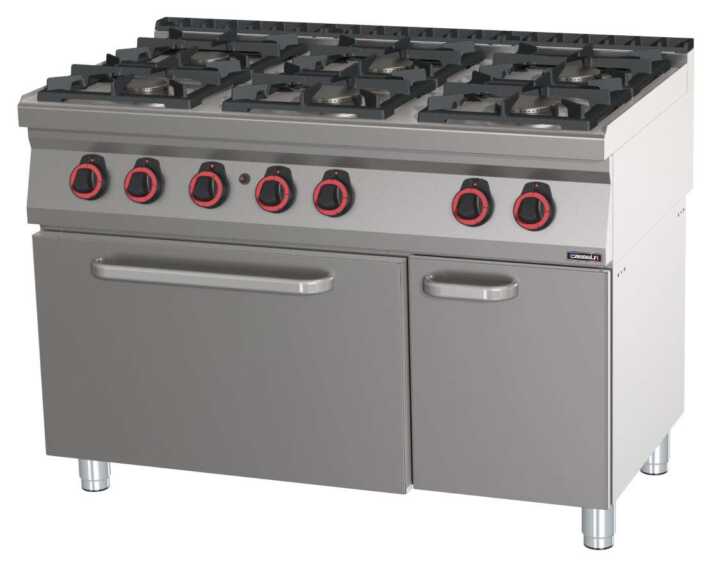 Fogão a gás 6 bocas com forno a gás GN 2/1 120