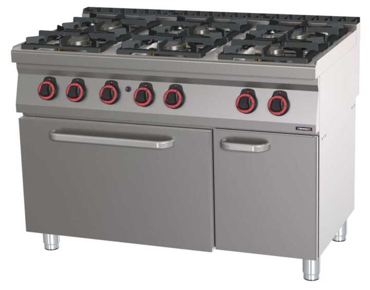 Fogão a gás 6 bocas com forno a gás GN 2/1 HP 120