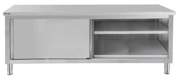 Mesa de trabalho em aço inoxidável 600 com portas de correr 1400 mm