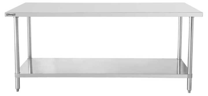 Mesa de trabalho em aço inoxidável 700 com prateleira 600 mm