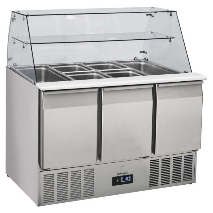 Saladete de vidro com 3 portas GN 1/1