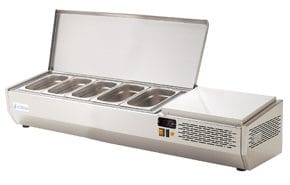 Vitrina expositora refrigerada 5 x GN 1/4, 1350 x 336 x 222mm