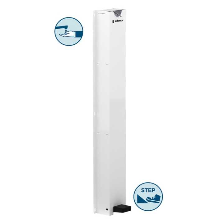Dispensadores de Gel Hidroalcoólico Profissionais, Branco, Antivandalismo com Pedal - DGM-B