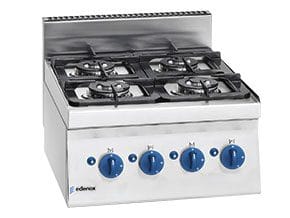 Fogão a Gás com 4 queimadores, 19kW, 600 x 650 x 400mm
