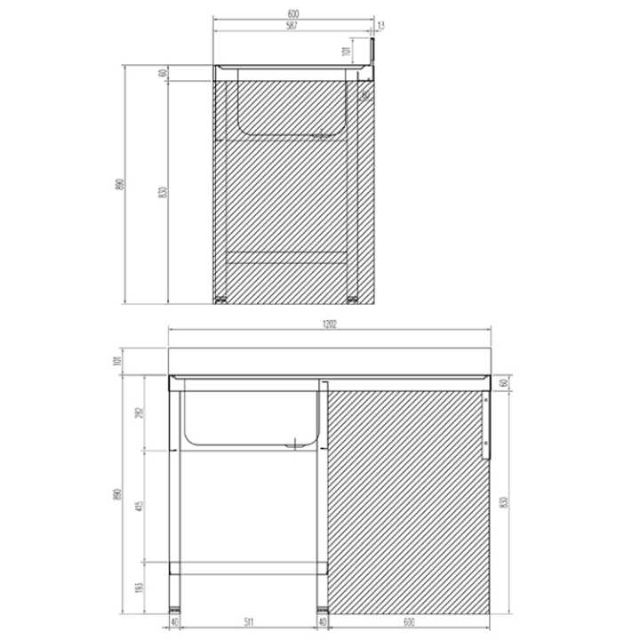 Bastidor com estante, 1800 x 600mm - BF-186-L