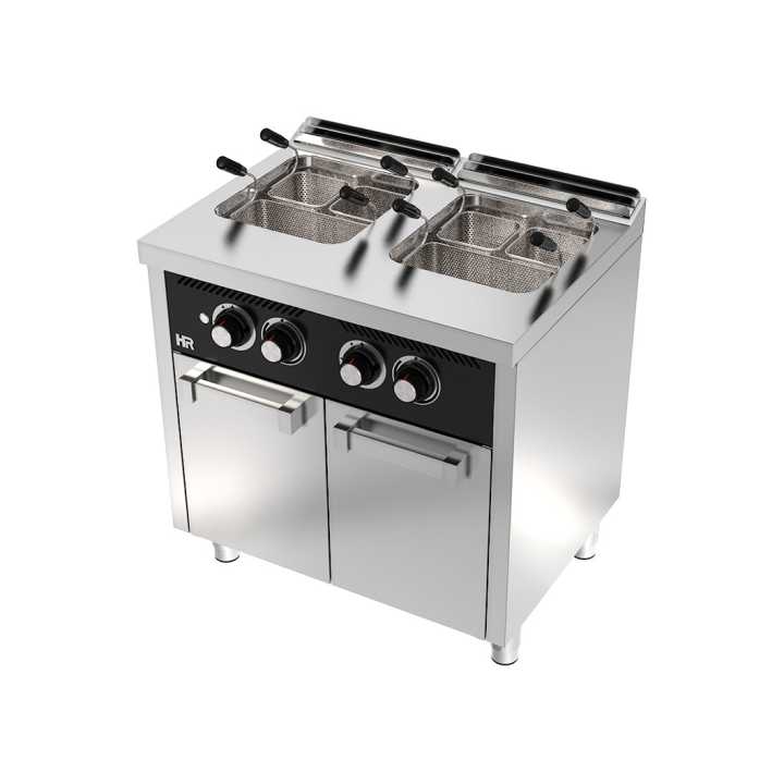 Cozedor de pasta a gás 25l + 25l com móvel 800x600x880 mm