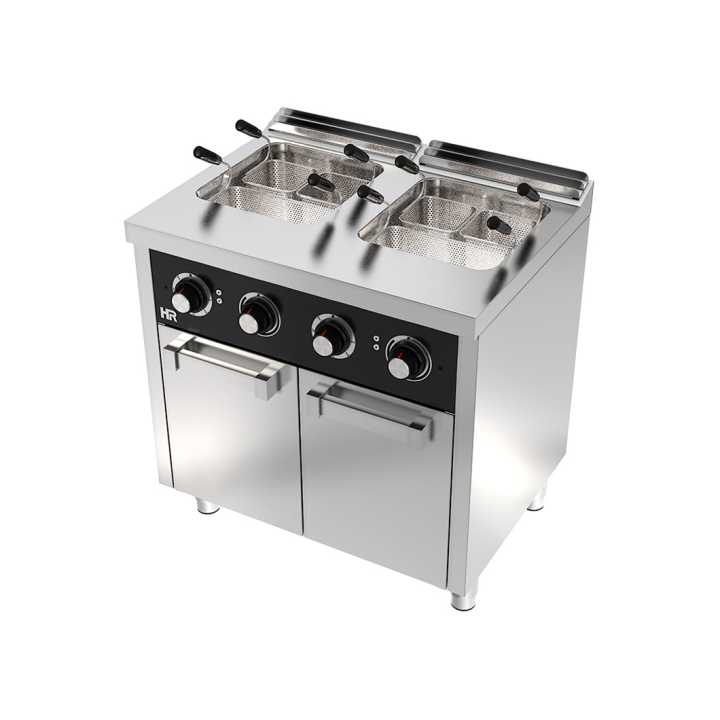Cozedor de pasta eléctrico 25l+25l, móvel 800x600x880 mm