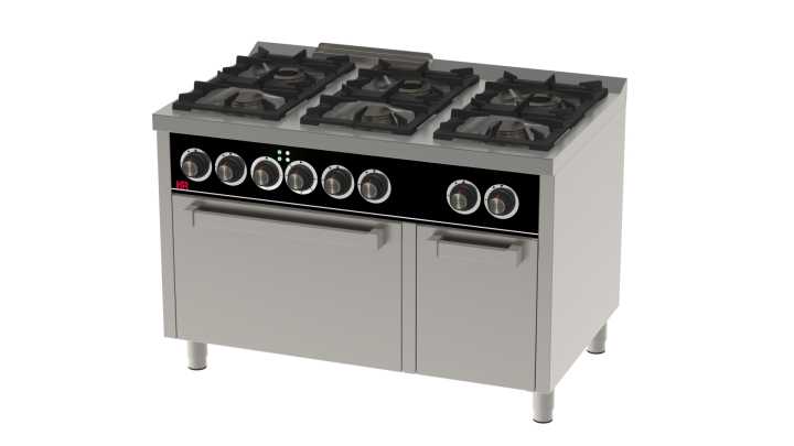 Fogão a gás 6 queimadores + com forno eléctrico C6F750HE