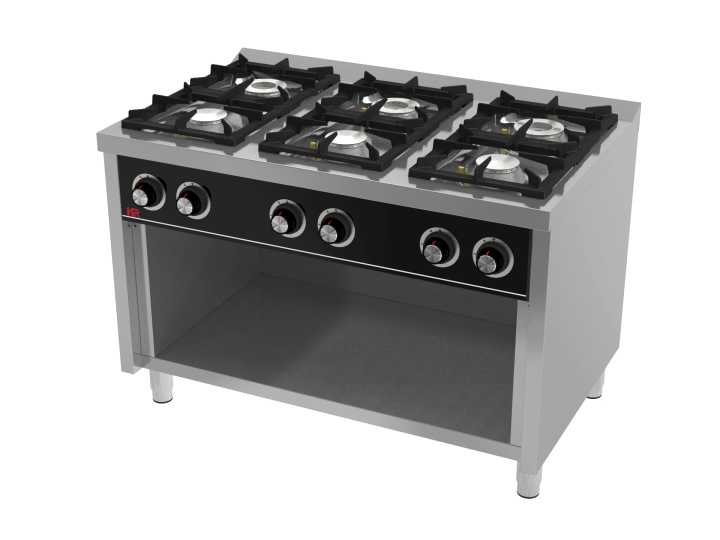 Fogão a gás 6 queimadores, armário C6F750E