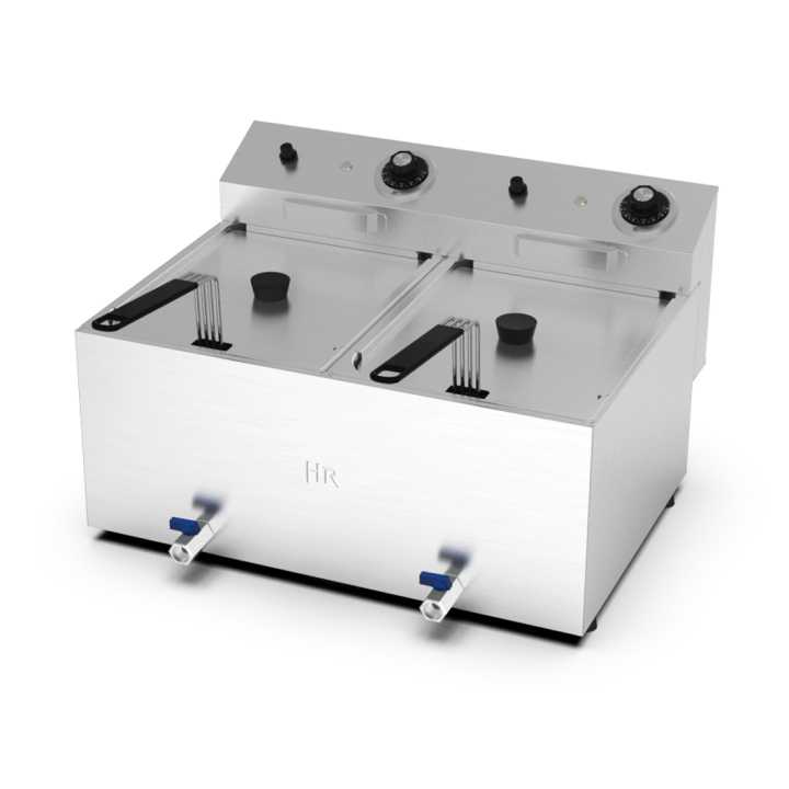 Fritadeira eléctrica 8l+8l - Alto desempenho com torneira
