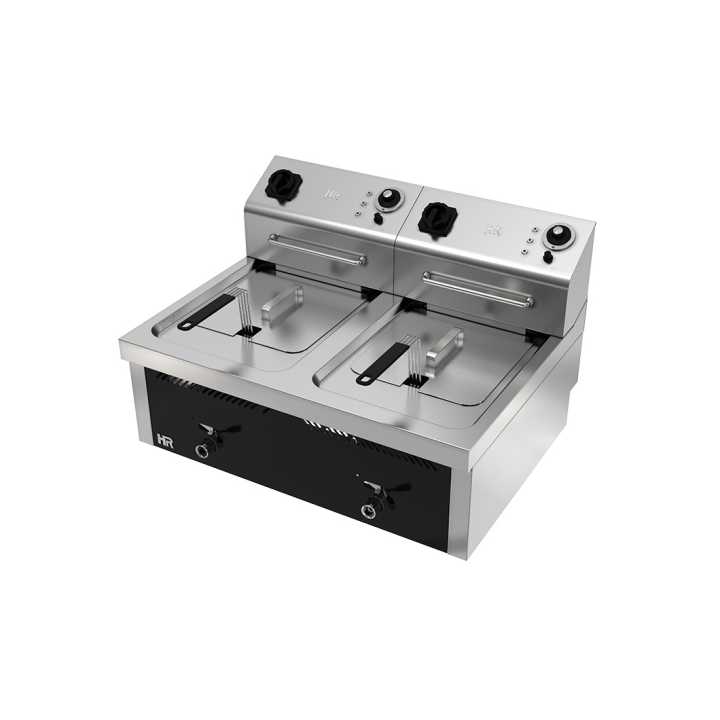 Fritadeira eléctrica de bancada 10l+10l 6kw