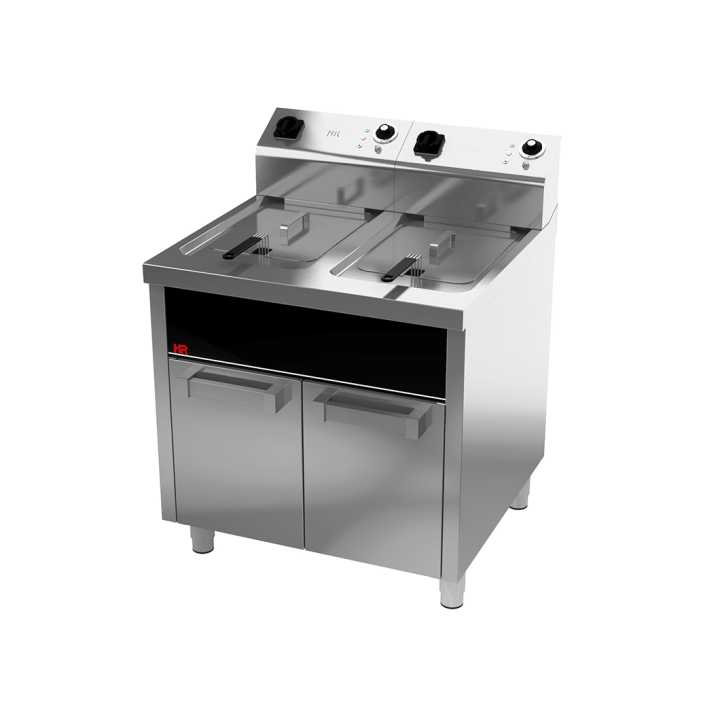 Fritadeira eléctrica trifásica com móvel 15l+15l