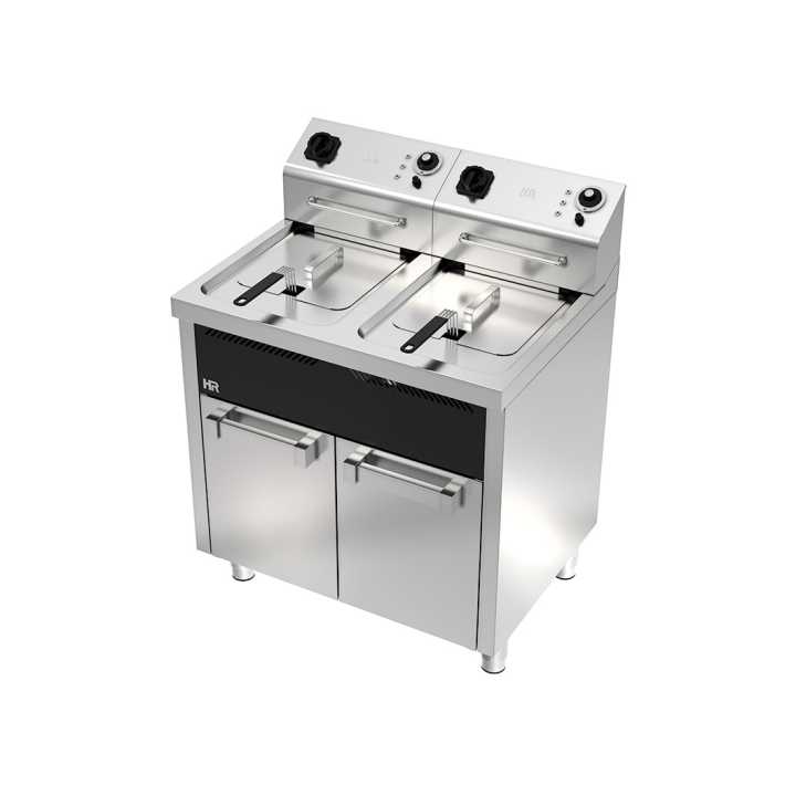 Fritadeira eléctrica  trifásica 10l+10l móvel 6kw