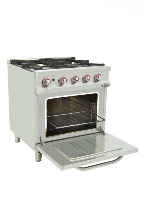 Fogão a gás 4 queimadores com piloto + forno termostático GN2/1 80CG70H