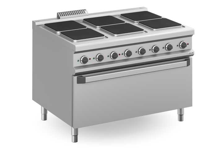 Fogão eléctrico 6 placas quadradas + forno eléctrico extra grande MPQ912FEM