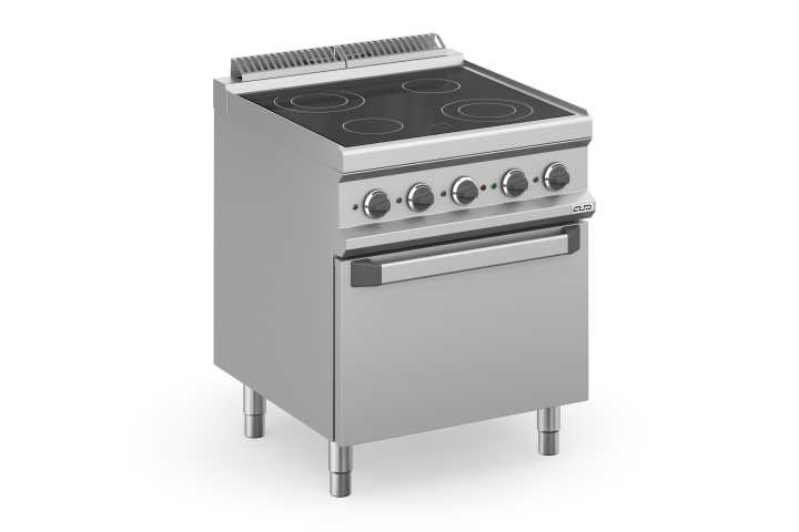 Fogão eléctrico Vitrocerâmica 4 placas + forno eléctrico MVC77FE