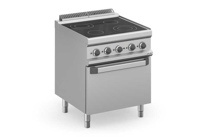 Fogão eléctrico Vitrocerâmica 4 placas + forno eléctrico MVC77FE