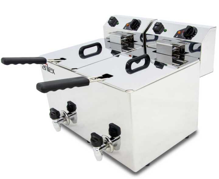 Fritadeira eléctrica com torneira 2 cubas 10L EVO1010G