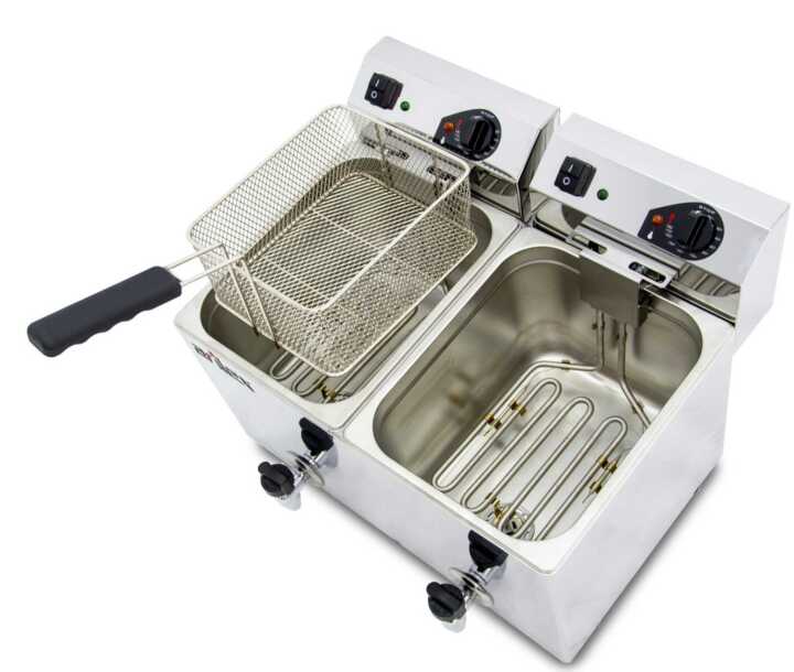 Fritadeira eléctrica com torneira 2 cubas 10L EVO1010G