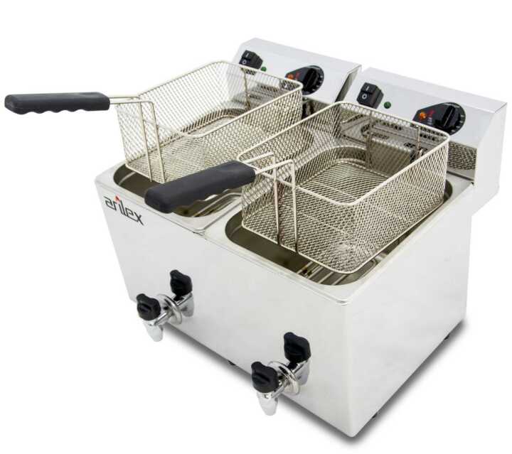 Fritadeira eléctrica com torneira 2 cubas 10L EVO1010G