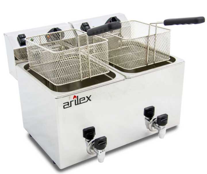 Fritadeira eléctrica com torneira 2 cubas 10L EVO1010G