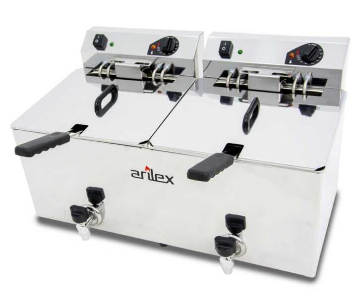 Fritadeira eléctrica com torneira 2 cubas 12L EVO1212GTR