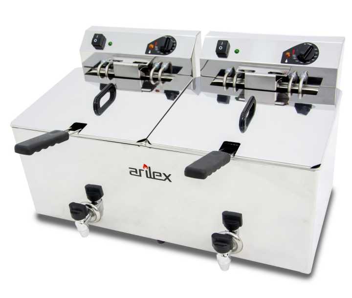 Fritadeira eléctrica com torneira 2 cubas 12L EVO1212GTR