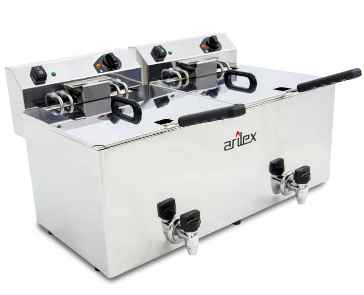 Fritadeira eléctrica com torneira 2 cubas 12L EVO1212GTR
