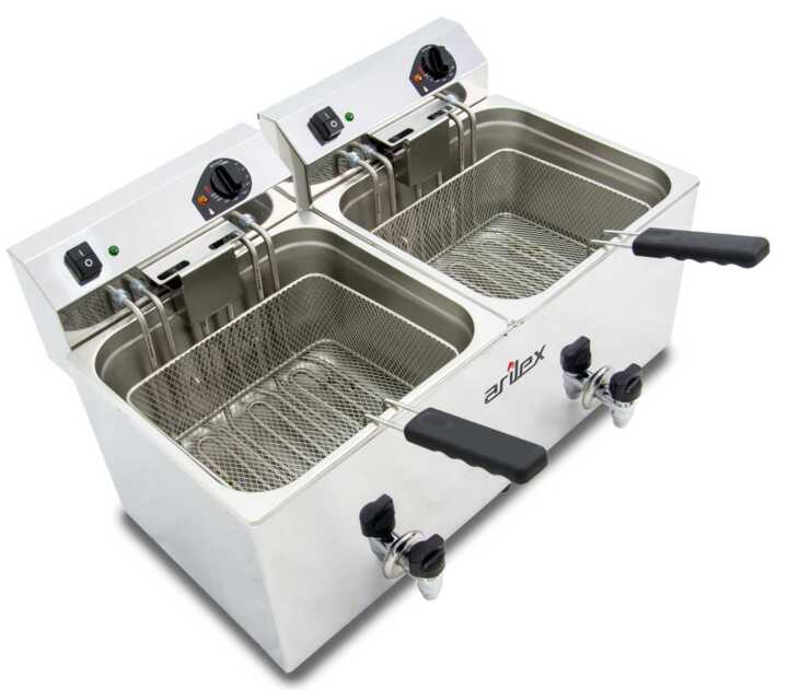 Fritadeira eléctrica com torneira 2 cubas 12L EVO1212GTR