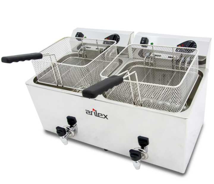 Fritadeira eléctrica com torneira 2 cubas 12L EVO1212GTR