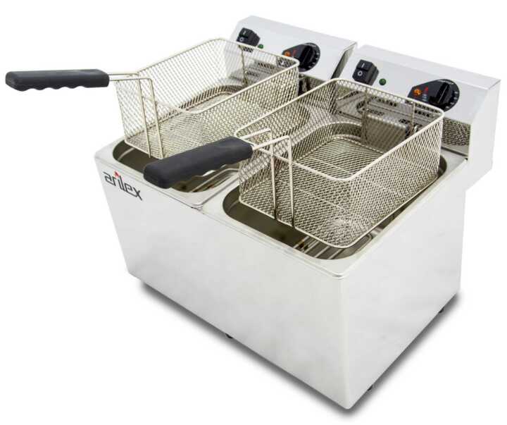 Fritadeira eléctrica sem torneira 2 cubas 10L EVO1010