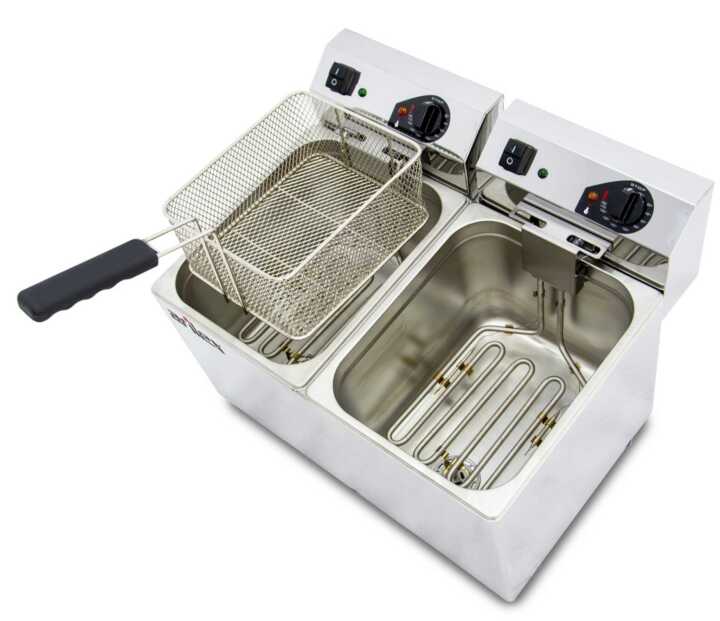 Fritadeira eléctrica sem torneira 2 cubas 10L EVO1010