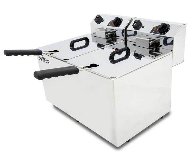 Fritadeira eléctrica sem torneira 2 cubas 10L EVO1010