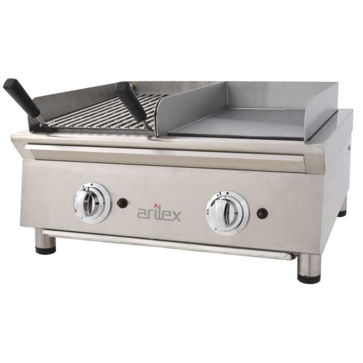 Fry-Top a gás 35 cm aço rectificado + churrasqueira a gás 70FRYGRBN