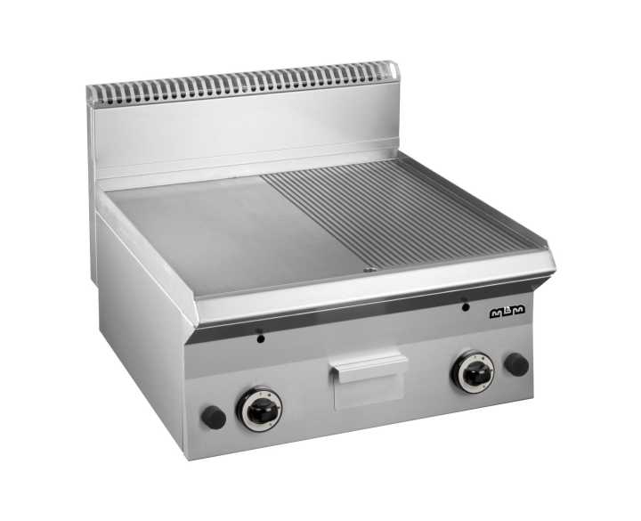 Fry-Top a gás 60 cm placa lisa com fenda aço rectificadoo GFT665LR