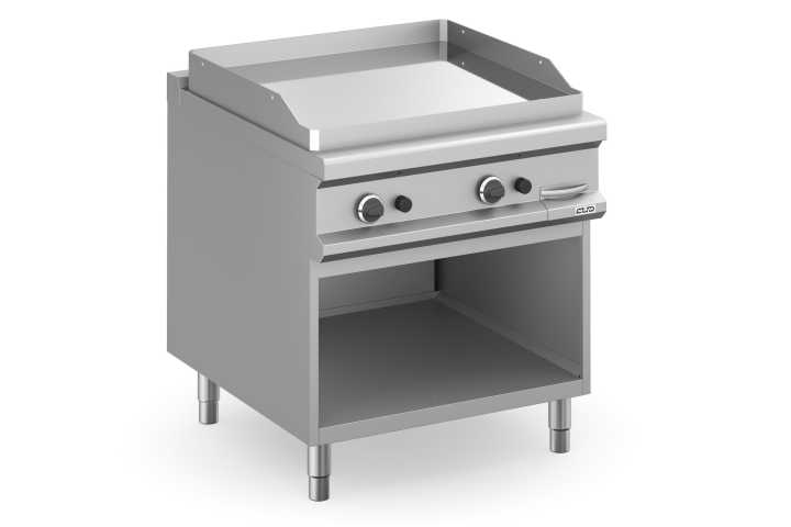 Fry-Top a gás placa lisa cromoduro 80 cm , móvel MFTG98ALC