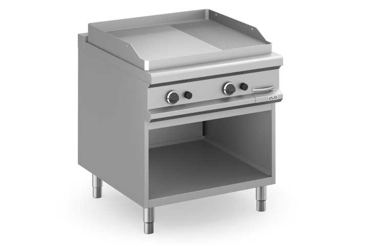 Fry-Top a gás 80cm placa lisa aço rectificado, móvel MFTG98AL