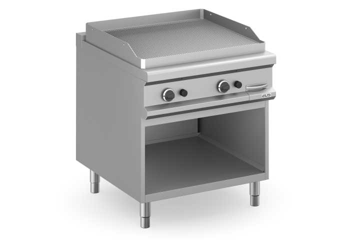 Fry-Top a gás placa fenda 80 cm aço rectificado, móvel MFTG98AR