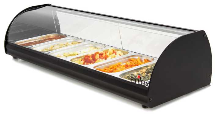 Vitrina expositora aquecida com 6 bandejas GN1/3-40 com luz 6CTL