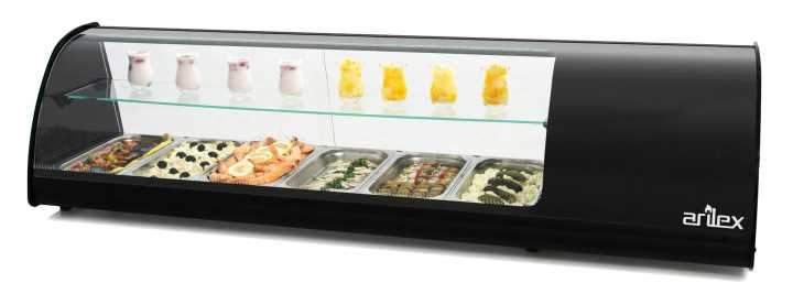 Vitrina expositora refrigerada  6 bandejas GN1/3 preta 6VTG-NE