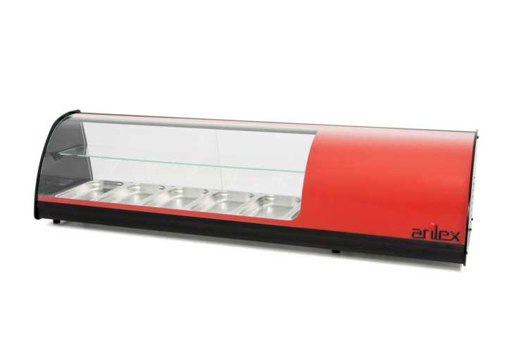 Vitrina expositora refrigerada  6 bandejas GN1/3 vermelho 6VTG-RO