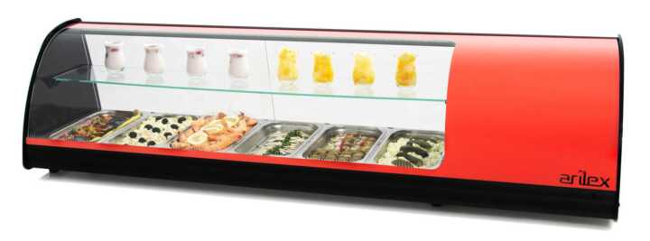Vitrina expositora refrigerada  6 bandejas GN1/3 vermelho 6VTG-RO