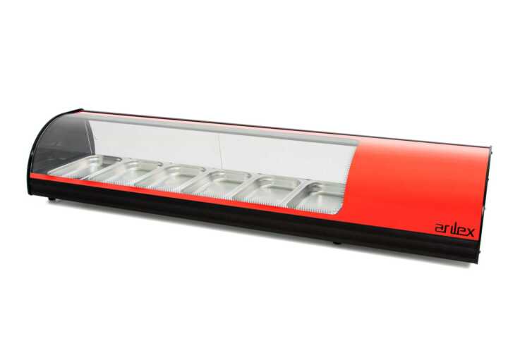 Vitrina expositora refrigerada  6 bandejas GN1/3 vermelho 6VTG-RO