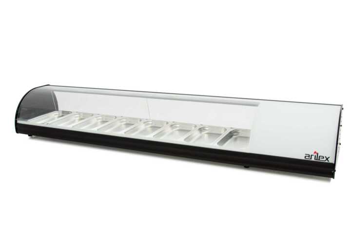 Vitrina expositora refrigerada  8 bandejas GN1/3 branco 8VTG-BL
