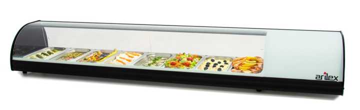 Vitrina expositora refrigerada  8 bandejas GN1/3 branco 8VTG-BL