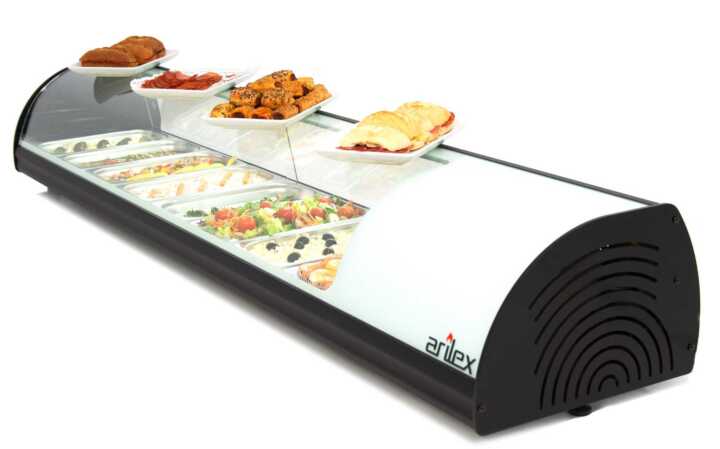 Vitrina expositora refrigerada  8 bandejas GN1/3 branco 8VTG-BL