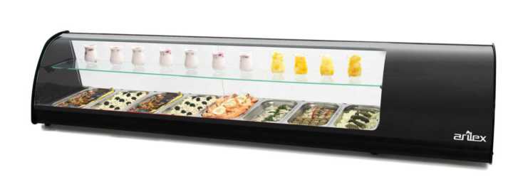 Vitrina expositora refrigerada  8 bandejas GN1/3 preta 8VTG-NE