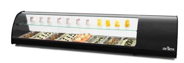 Vitrina expositora refrigerada  8 bandejas GN1/3 preta 8VTG-NE